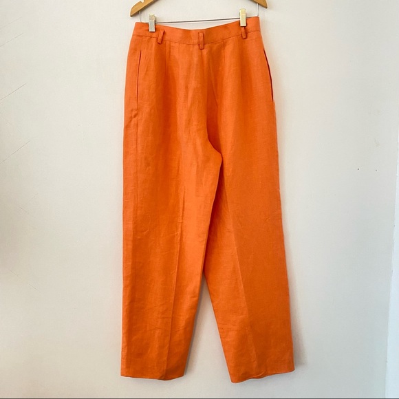 vintage super high rise orange linen pants - Picture 4 of 5